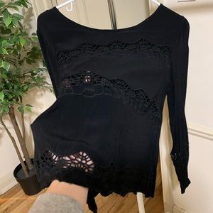 Black, half see through blouse